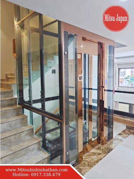 Kích thước hố thang và cabin thang máy gia đình 250kg tiêu chuẩn