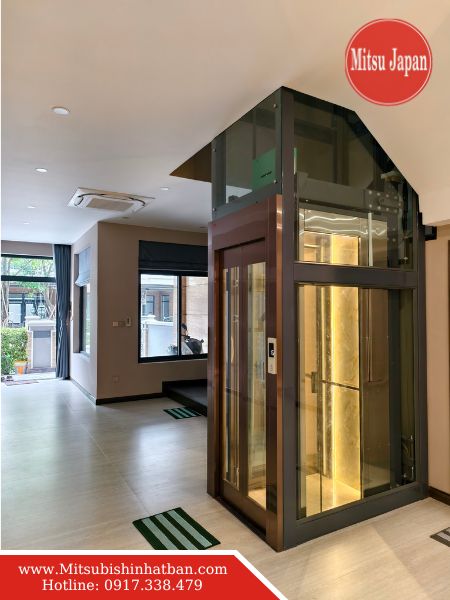 Thang máy mini gia đình 300kg thiết kế gọn, dễ lắp đặt cho nhà nhỏ